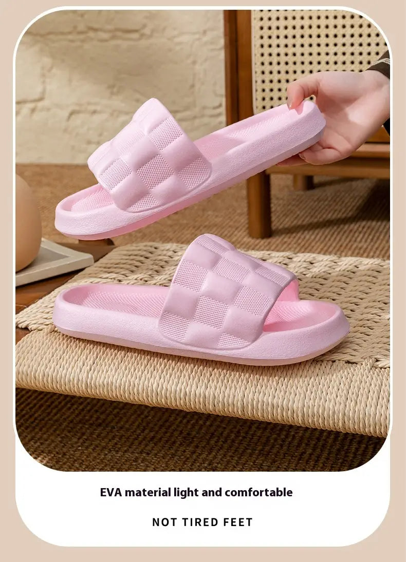 pink quilted eva soft sole breathable slide sandals featuring a mesh strap design