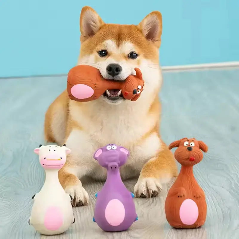 Jouets en latex pour chien à couinement, lot de 4, mâche-dentition durable pour chiot