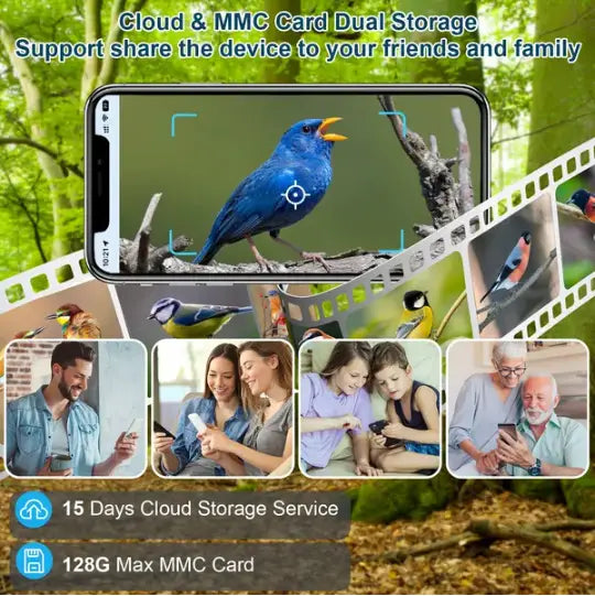 Comedero inteligente para pájaros con cámara WiFi solar con IA 1080p, IP65
