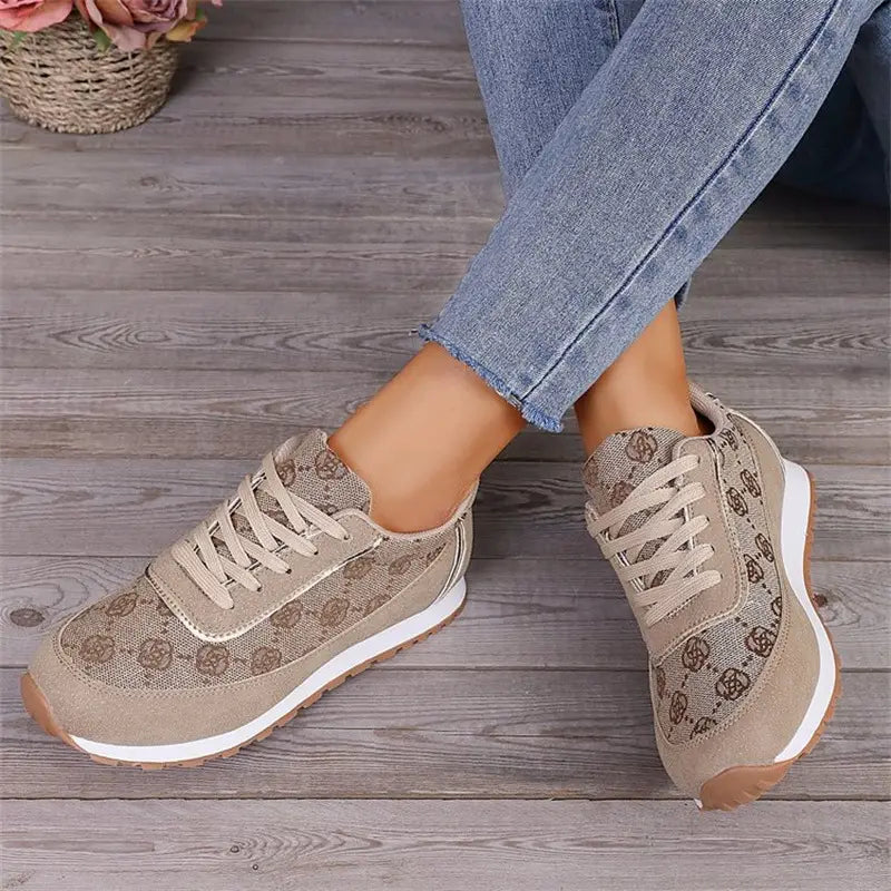 Floral Lace Up Lightweight Breathable Fashion Sneakers