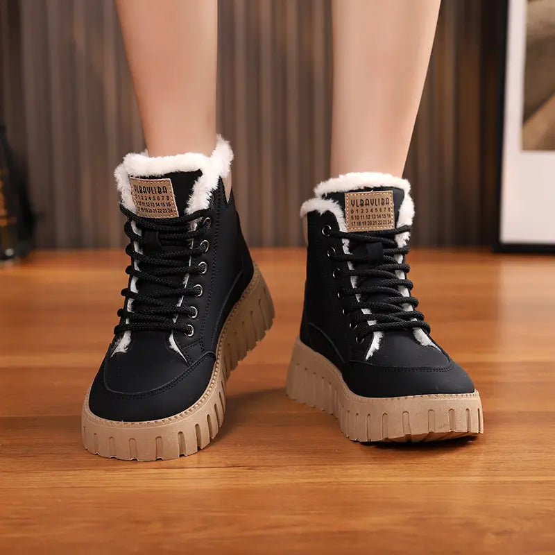 Women’s Lace Up Fleece Lined Winter Fashion Snow Boots