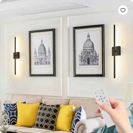 black-framed wall art featuring a detailed architectural grayscale illustration of a domed cathedral paired with modern led wall sconce 2-pack dimmable black matte light for contemporary interior lighting.
