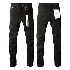 men’s distressed slim fit patchwork denim jeans in black with subtle stitching details and slim fit design.