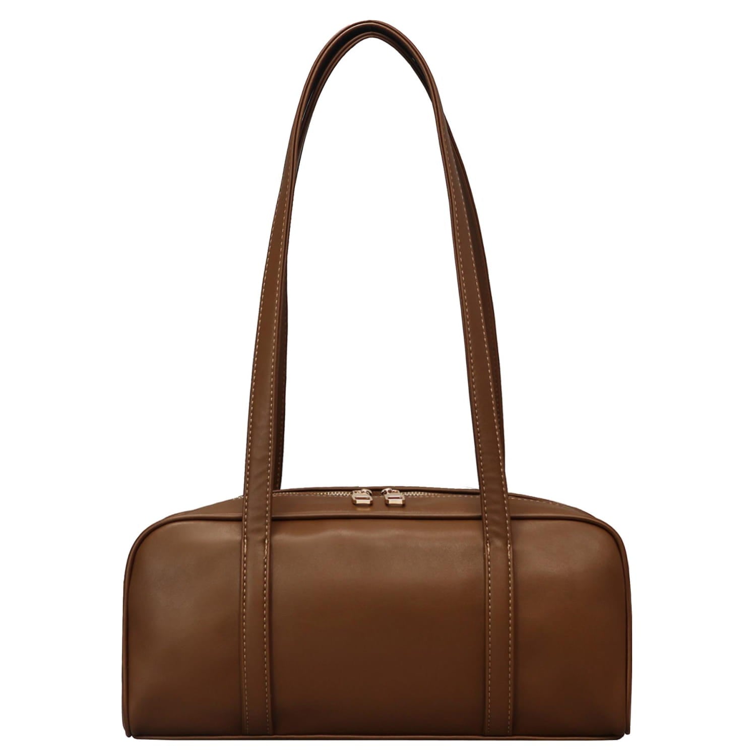 Brown leather shoulder bag lxq026 chic leather single shoulder bag for women with a sleek minimalist design and matching handles.