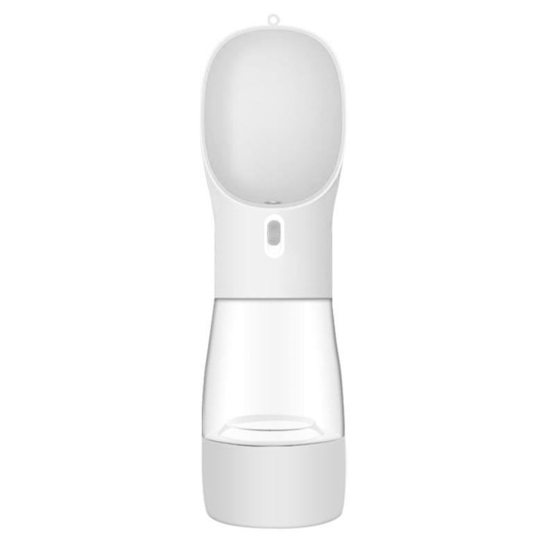 Gourde pour animaux domestiques blanche et transparente avec un design ergonomique élégant, pour une gamelle d’alimentation en eau portable pour chien 458 ml