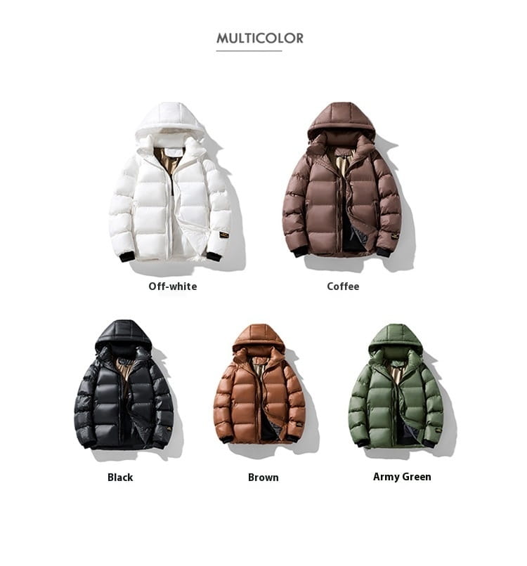 men’s hooded corduroy puffer jacket plus size available in off-white coffee black brown and army green showcasing a multicolor design.