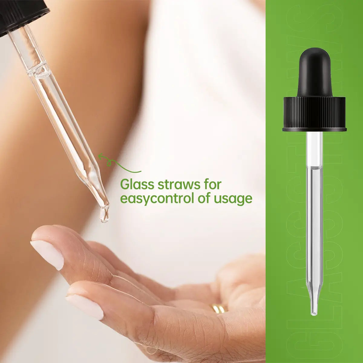 clear glass dropper with black rubber bulb top for organic myrrh and wintergreen essential oil 30ml bottle