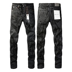 men’s distressed slim fit patchwork denim jeans in black with visible stitching details and a slim fit design