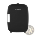 Black matte finish 5l portable mini fridge with sleek silver handle and top knob for skincare and beverages storage