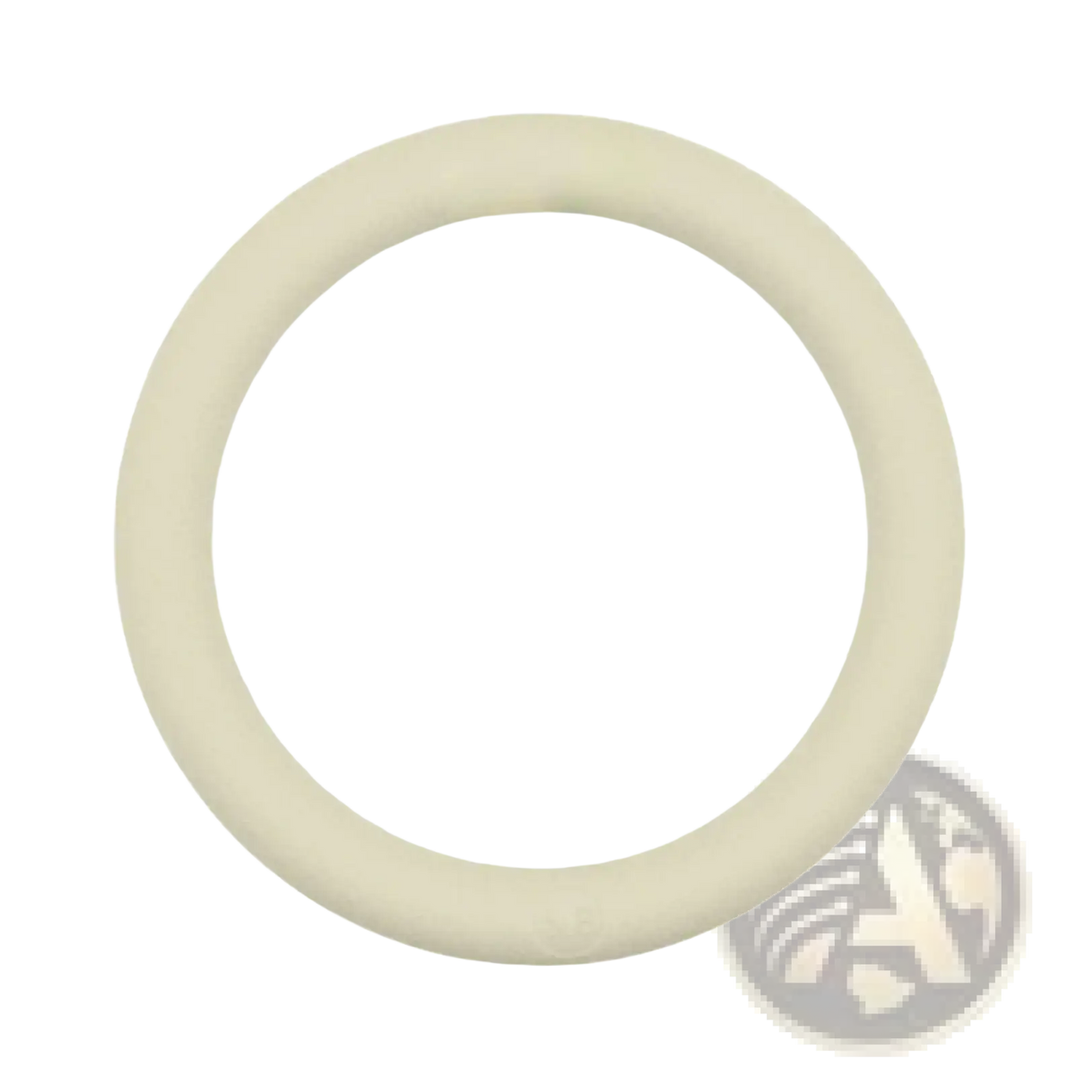 Cream-colored smooth rubber 5lb weighted fitness ring for Pilates and strength training exercises