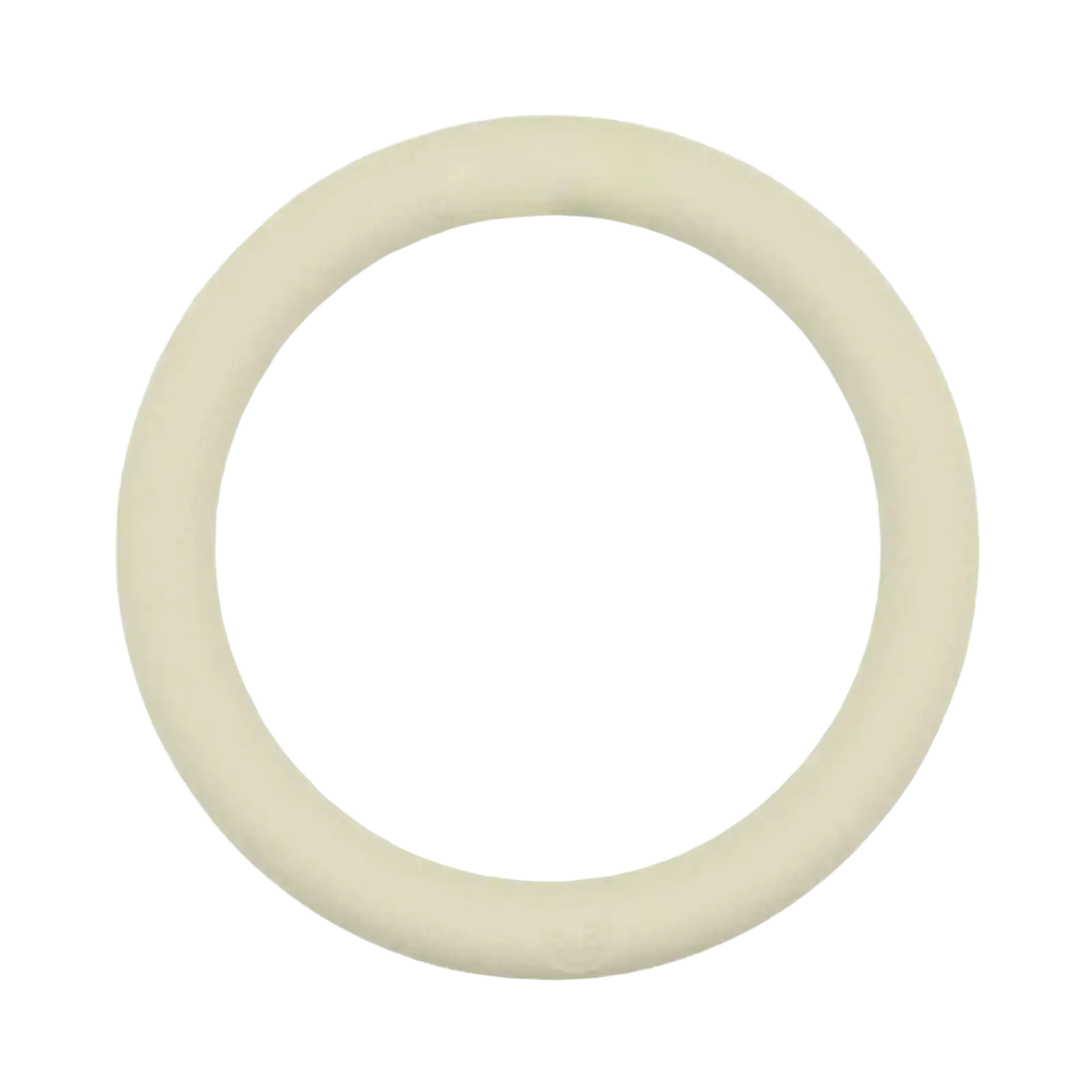 Cream-colored smooth rubber 5lb weighted fitness ring designed for strength training and Pilates exercises