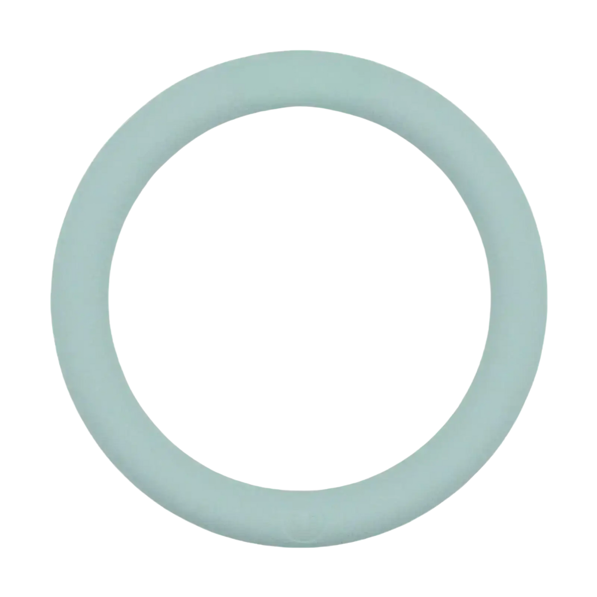 A smooth light mint-green silicone 5lb weighted fitness ring for pilates and strength training
