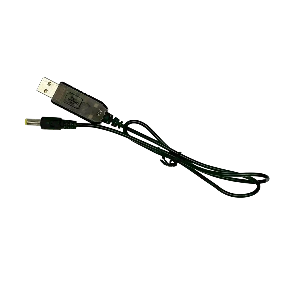 Black usb-to-dc power adapter cable 5v to 21v boost charging cable with 2a rating for efficient power conversion