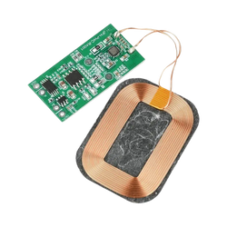 5w wireless charging receiver module featuring a green circuit board and copper coil for 3.7v battery charging