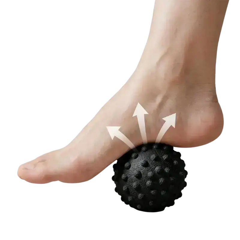 Black textured foot roller wheel with raised bumps for massage in 6-in-1 ab roller wheel set with real time tracking