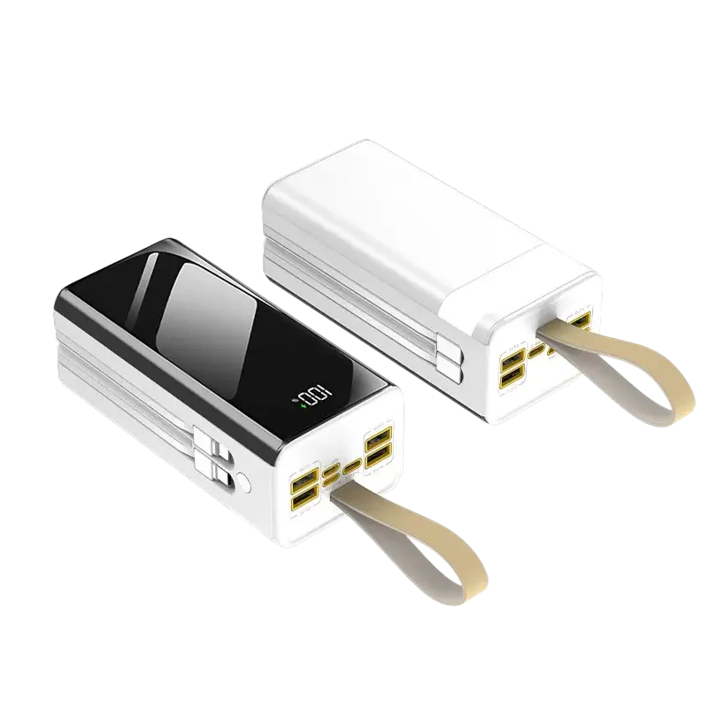 White and black fabric strap 60000mah power bank with digital display multiple usb ports 120w portable charger