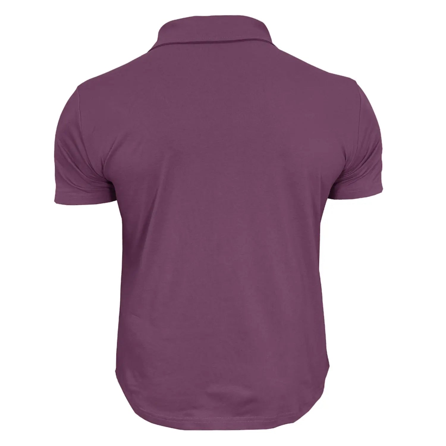 Men’s dual pocket short sleeve cotton blend polo shirt in solid purple with a classic collar and neatly stitched seams.