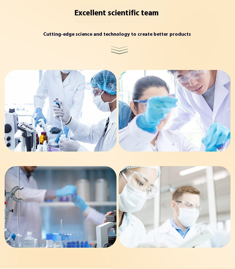 Scientists in white lab coats conducting research in a laboratory setting related to lutein eye essential oil hydrating vc serum 8ml.