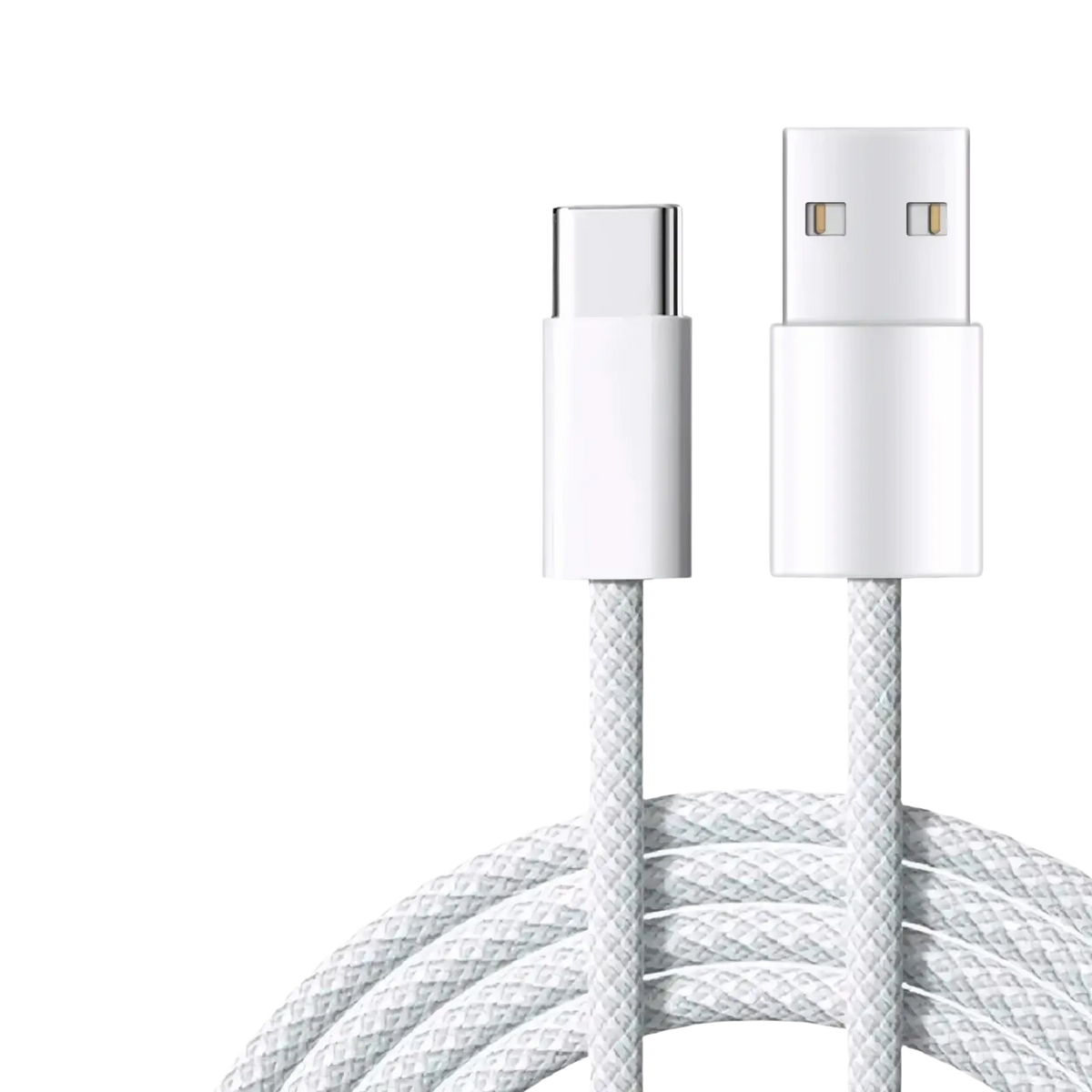 White braided usb-c to lightning fast charging cable with 60w power for iphone 15-16 series devices