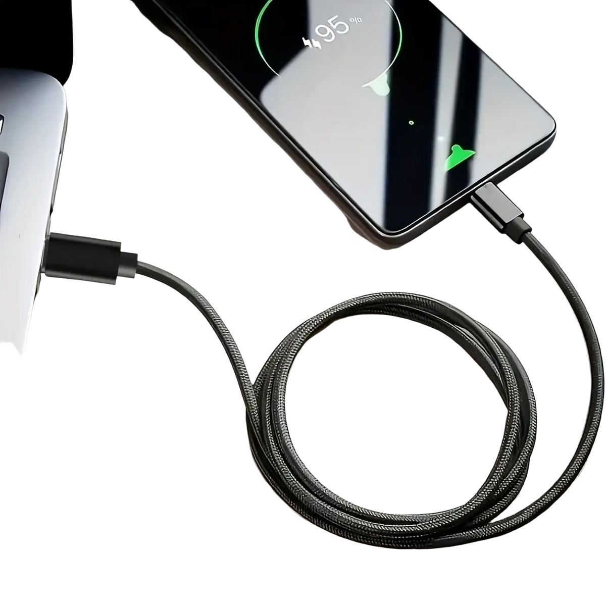 Black braided 60w usb c fast charging cable with durable sleek design for data transfer and power delivery