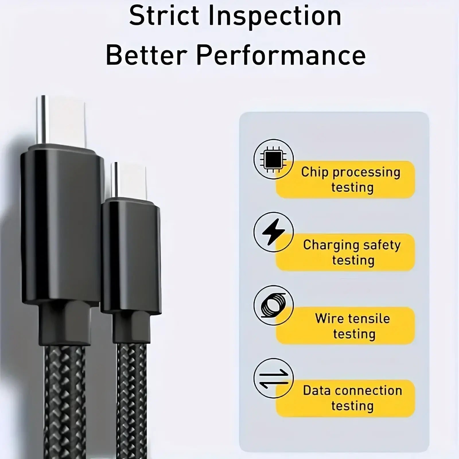 Black braided usb c to usb c 60w fast charging cable with reinforced connectors for durable data transfer