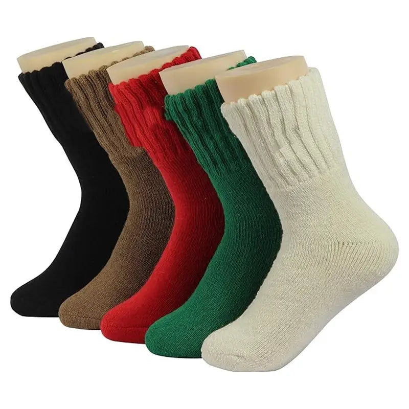 A cozy ribbed-knit thick cushioned crew running sock available in black brown red green and cream colors.