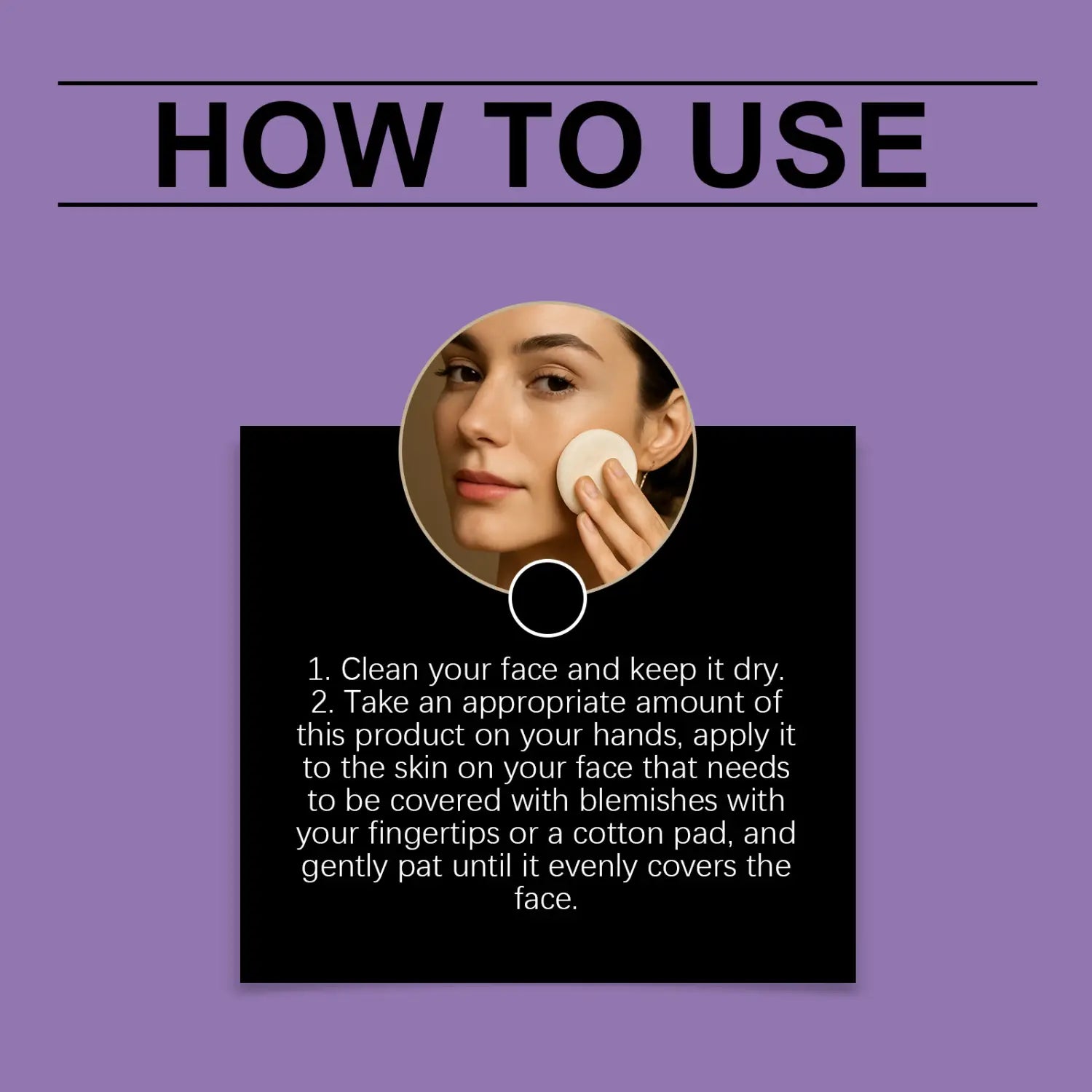 Une éponge à maquillage circulaire blanche appliquant le fond de teint changeant pour les peaux claires à moyennes 51 sur le visage