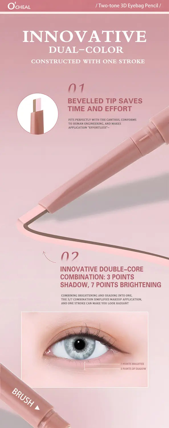 a sleek rose gold dual ended eyeshadow and silkworm pen with dual-color 3d eyeshadow and a beveled tip for precise application