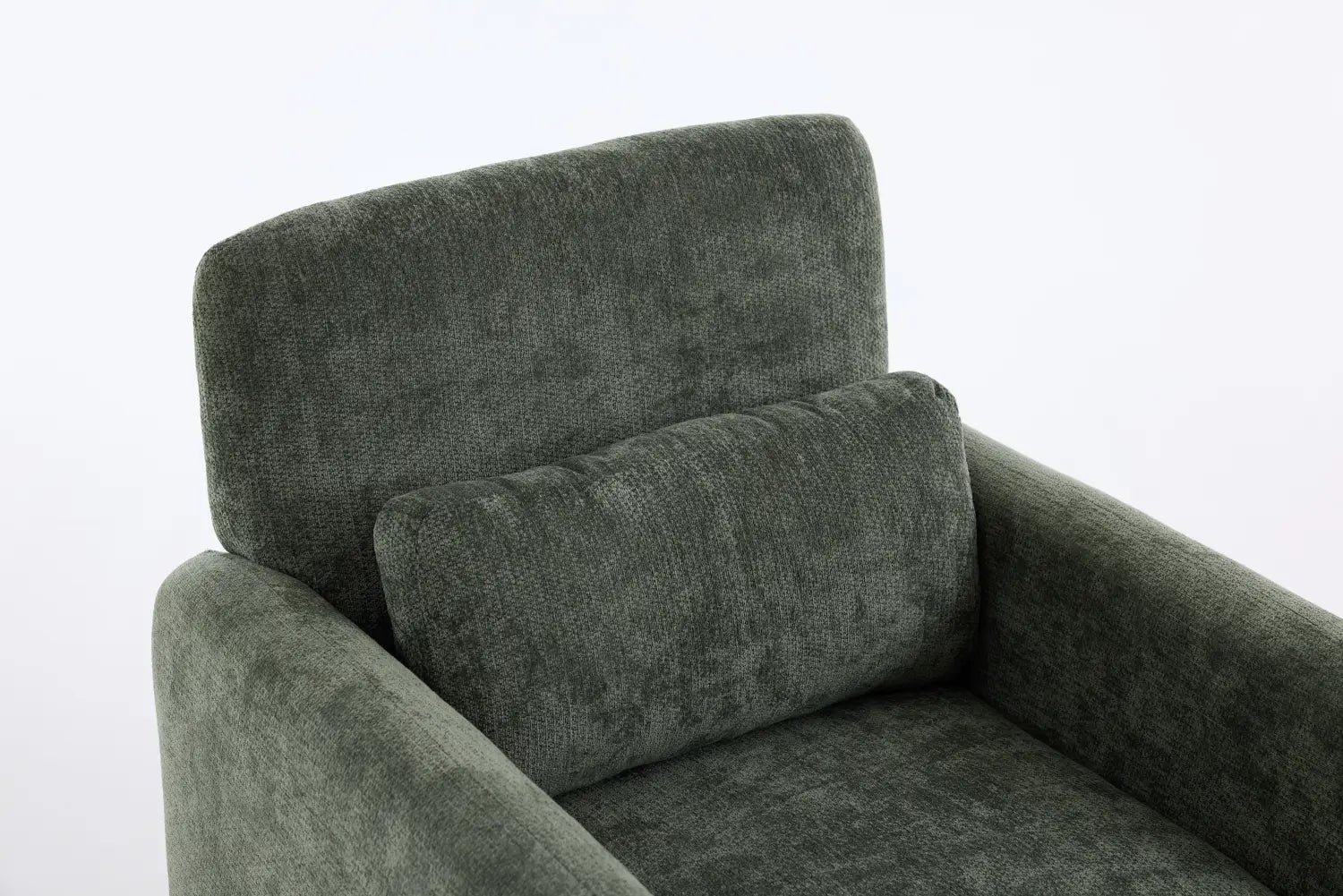 Dark green velvet boucle fabric accent chair with a matching cushion modern upholstered armchair.