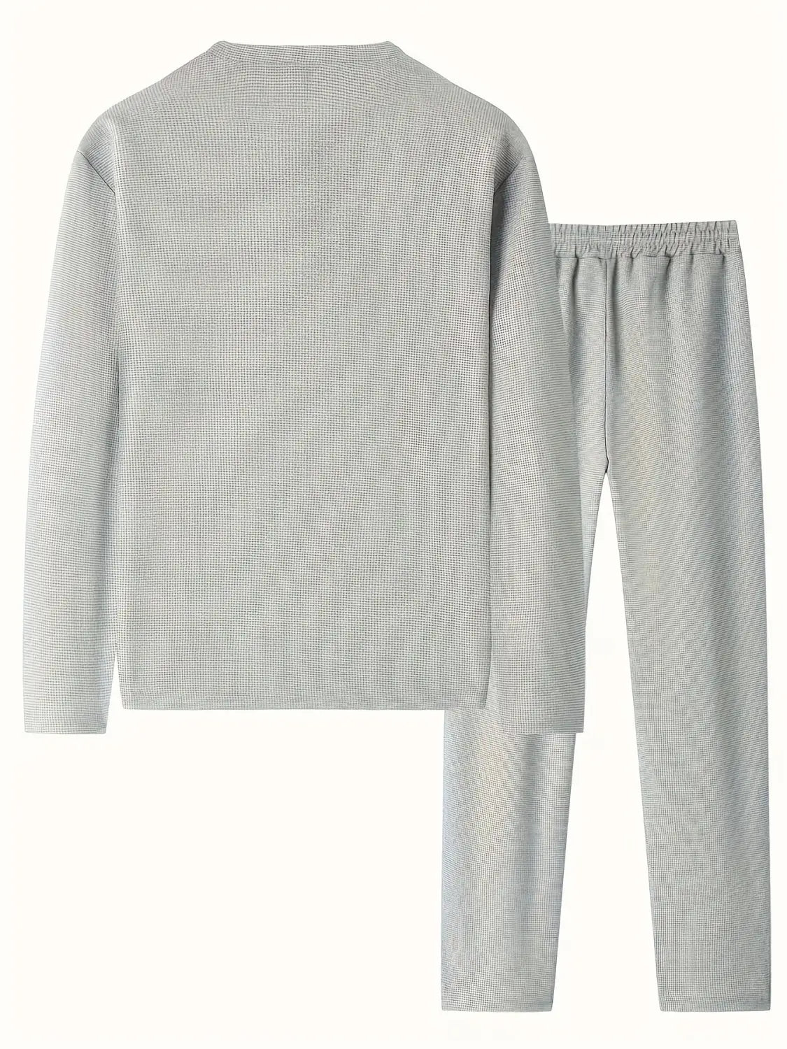 mens minimalist solid color sweatshirt jogger set in light gray thermal fabric with a subtle textured pattern