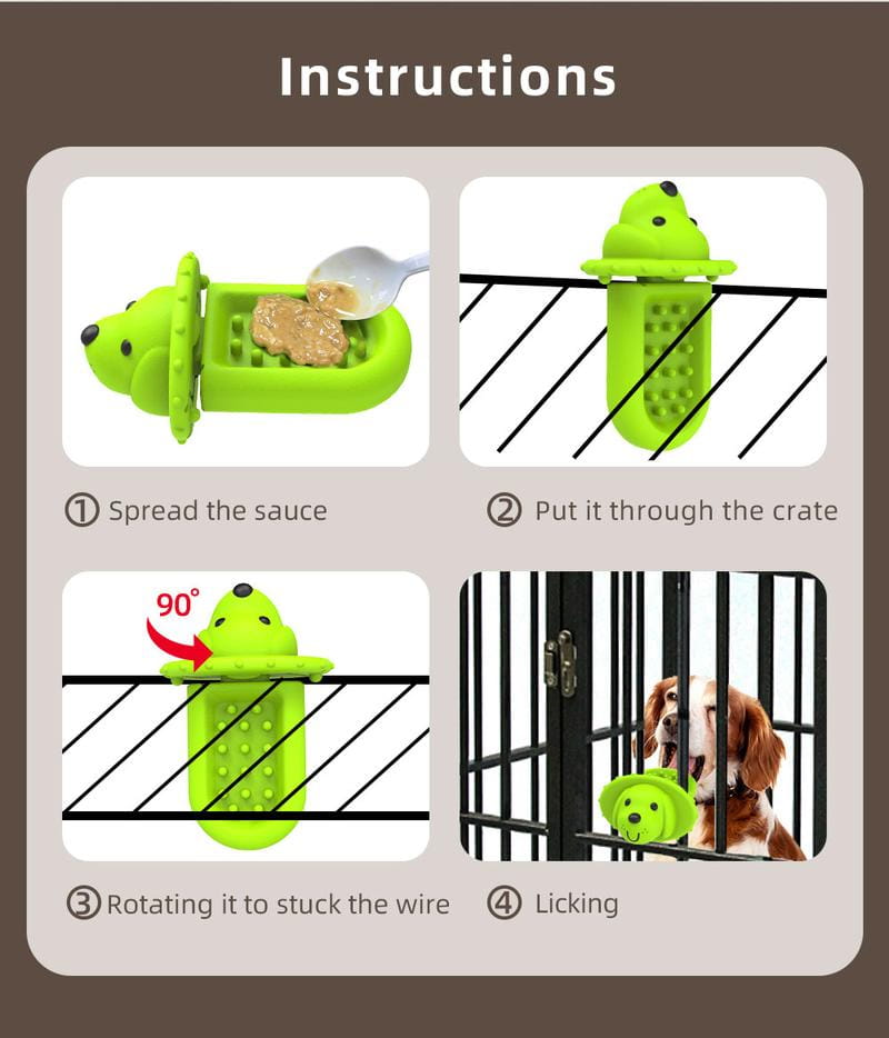 Dog Crate Slow Feeder Rubber Lick Pad Training Tool