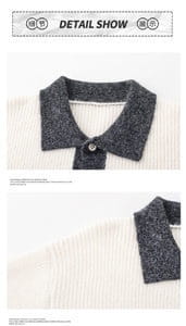 cárdigan de punto blanco con un cuello y puños de manga texturizados oscuros gris a contraste, confeccionados con material de punto.
