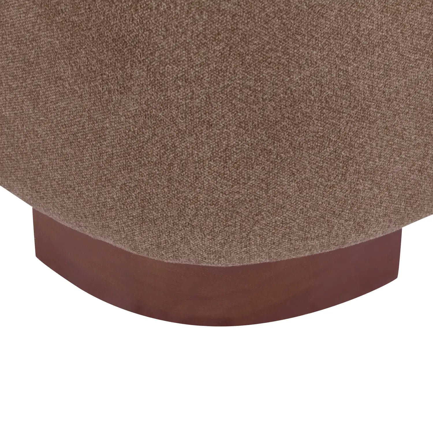 Modern brown polyester pet friendly accent chair featuring a brown textured fabric ottoman with a sleek curved wooden base.