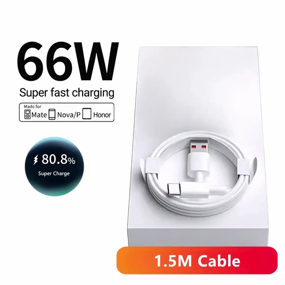 White usb-c to usb-a charging cable with 66w super fast charge for 66w fast eu wall charger with type c cable