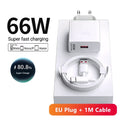 White 66w fast EU wall charger with super charge and matching white USB-C cable for efficient device charging