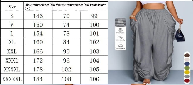 Faltenrockige High-Waist-Cargo-Hosen mit weitem Bein in Grau, mit einer lockeren und fließenden Passform für Komfort und Stil
