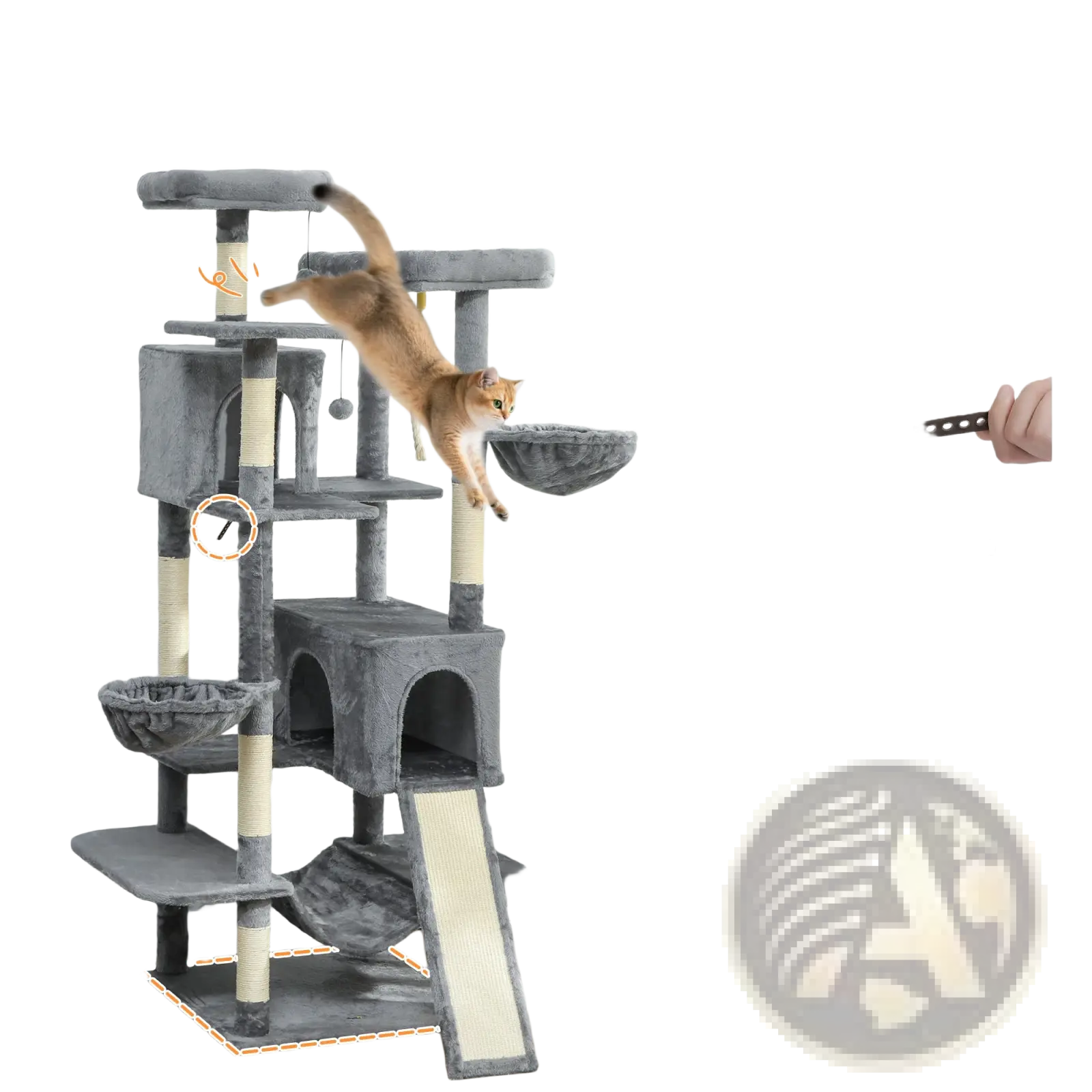 69 inch multi level cat tree tower in dark gray with sisal scratching posts and plush platforms for cats