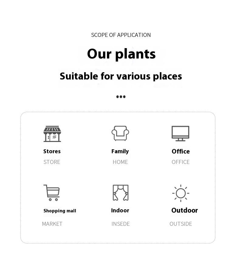 The image shows a clean minimalist graphic with black text on a white background for an artificial monstera turtle leaf potted plant used as garden decor.