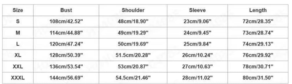 Size chart for men’s waffle knit short sleeve polo shirt showing measurements in centimeters and inches for sizes s through xxxl.