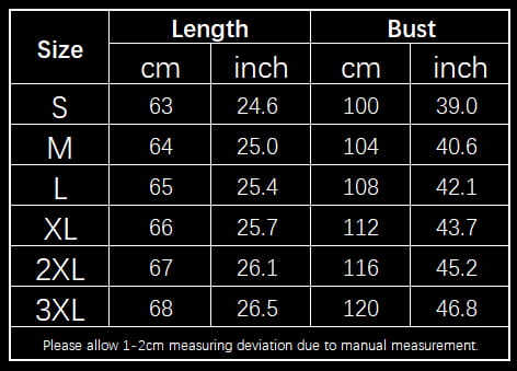 Size chart for women’s v neck waffle knit button hoodie sweater showing measurements in centimeters and inches for sizes S through 3XL.