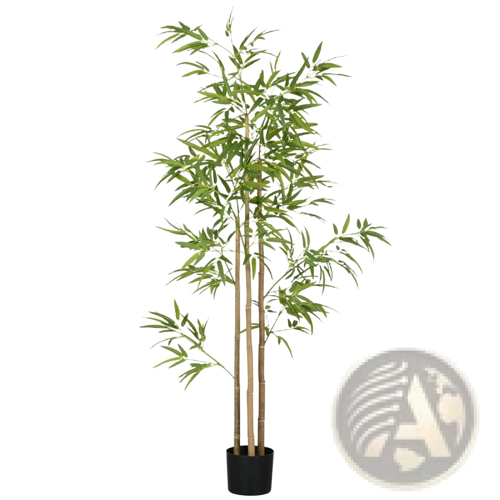 6ft artificial bamboo tree with slender green leaves and natural stalks in a sleek black indoor pot