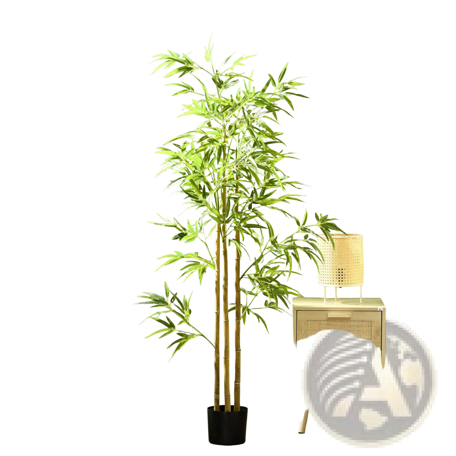 6ft artificial bamboo tree with slender green leaves and brown stalks in a sleek black indoor potted faux plant
