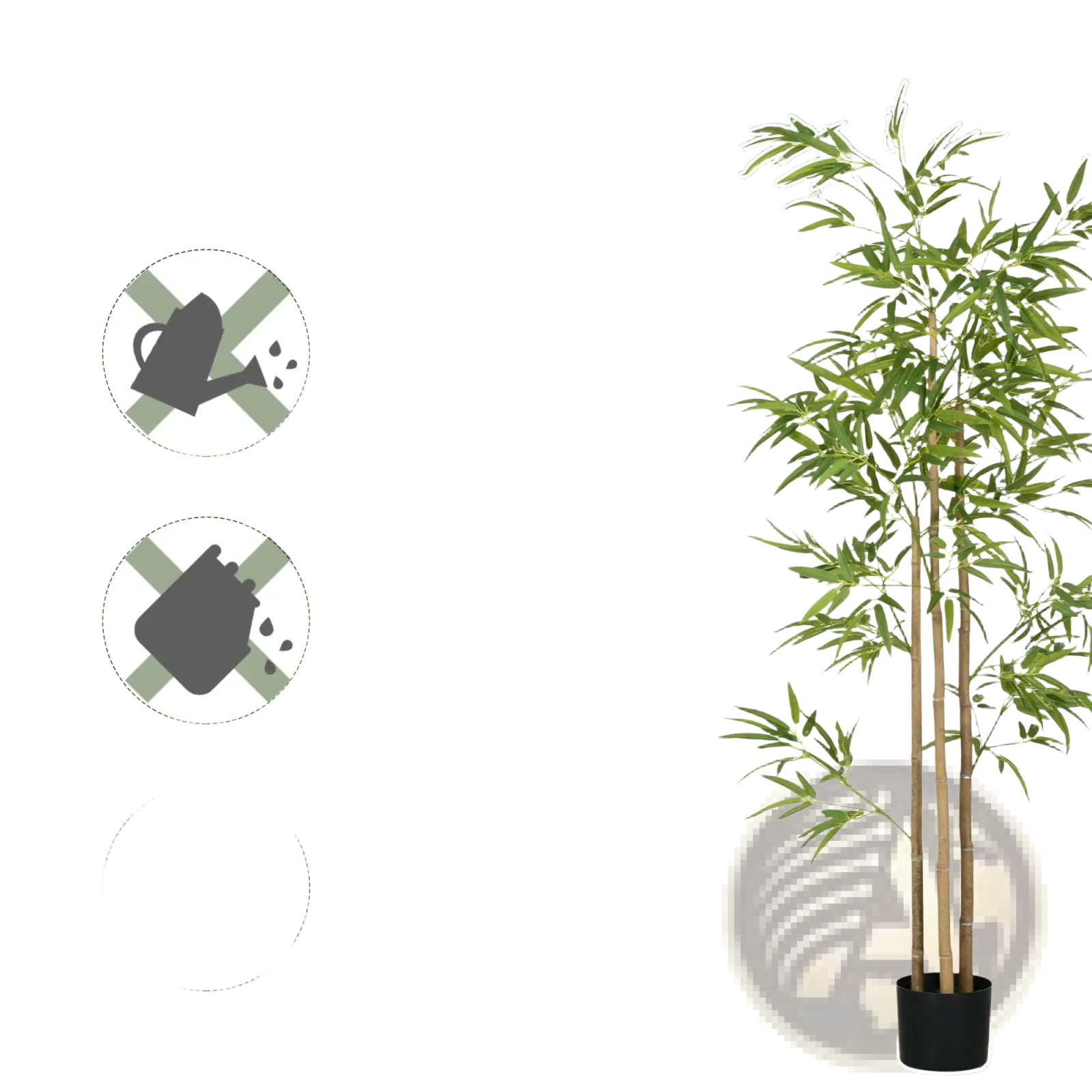 6ft artificial bamboo tree with slender green leaves and brown stalks in a black pot for indoor decor