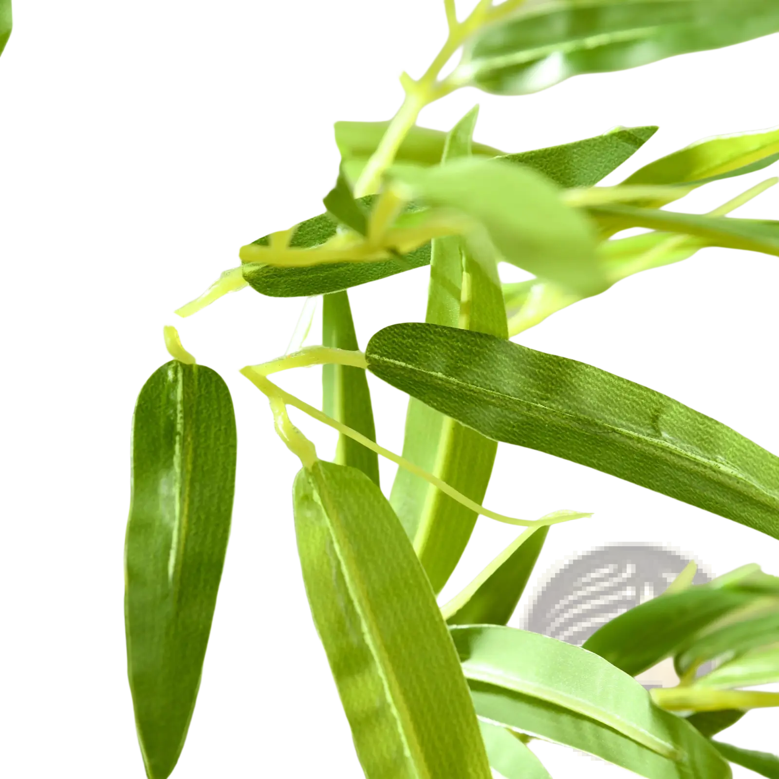Fresh green olive branches with slender leaves featured on a 6ft artificial bamboo tree indoor potted faux plant