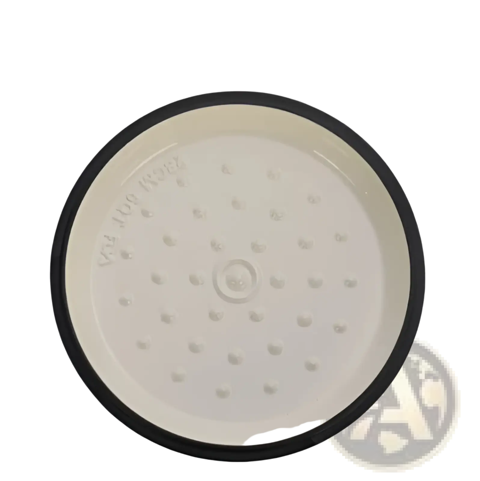 6qt enameled cast iron dutch oven with white ceramic 3d condensation knobs black rim and raised dot pattern
