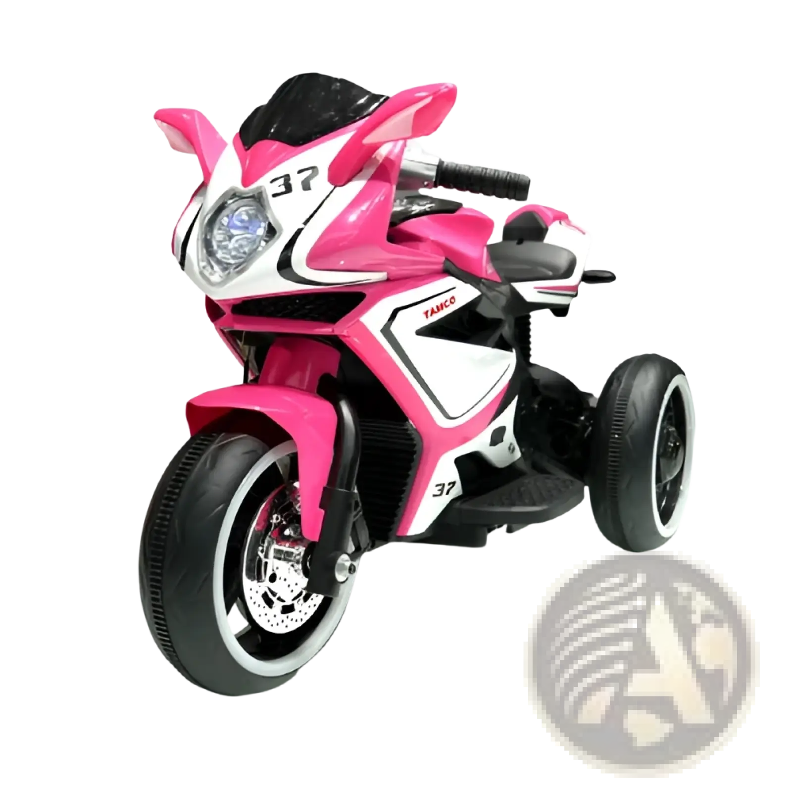 6v kids electric ride on motorcycle in pink white with black accents featuring a sleek sporty design