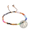 7 chakras constellation agate bracelet with colorful gemstone beads gold-toned accents and adjustable cord ties