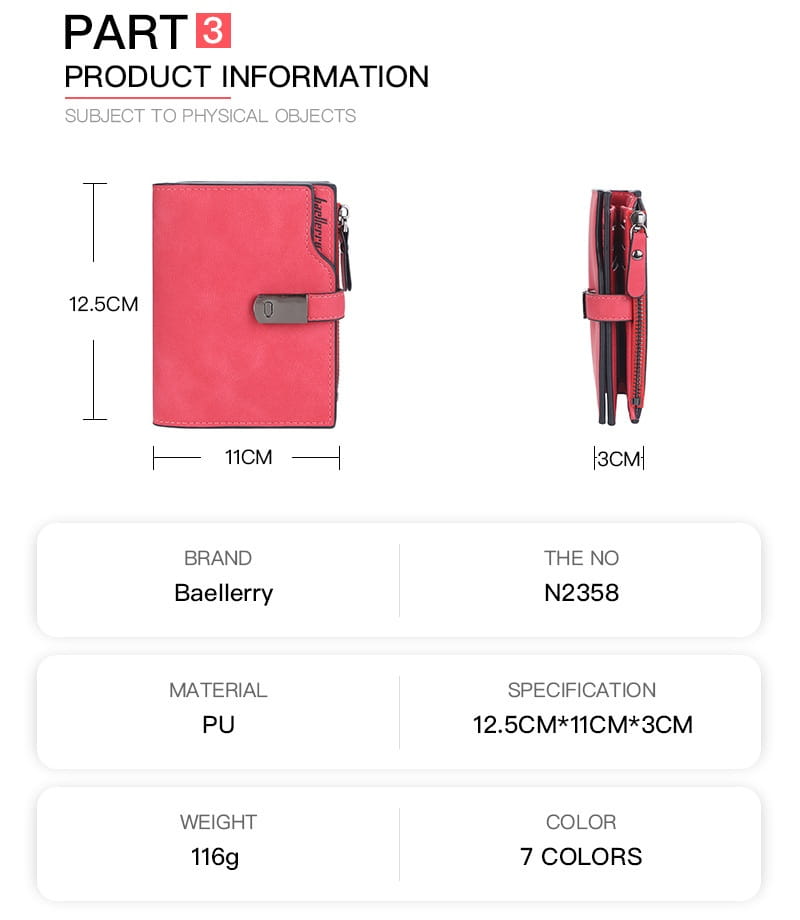 A compact vibrant pink womens short faux leather multi slot wallet with a sleek zipper closure and minimalist design.