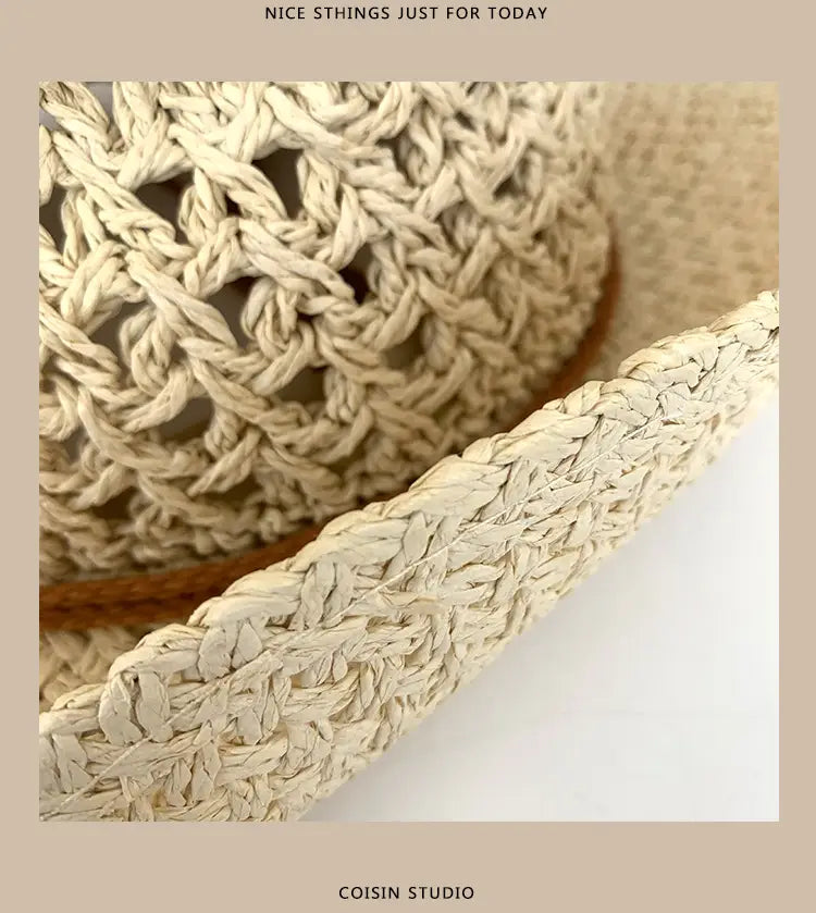 Beige woven straw cowboy hat for men featuring a braided texture and a brown band.