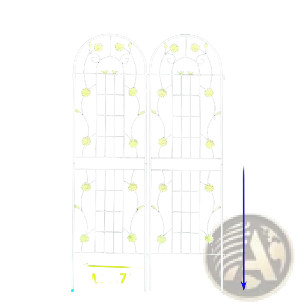 71 inch white metal garden trellis 2 pack with arched top and floral vine design for plant support